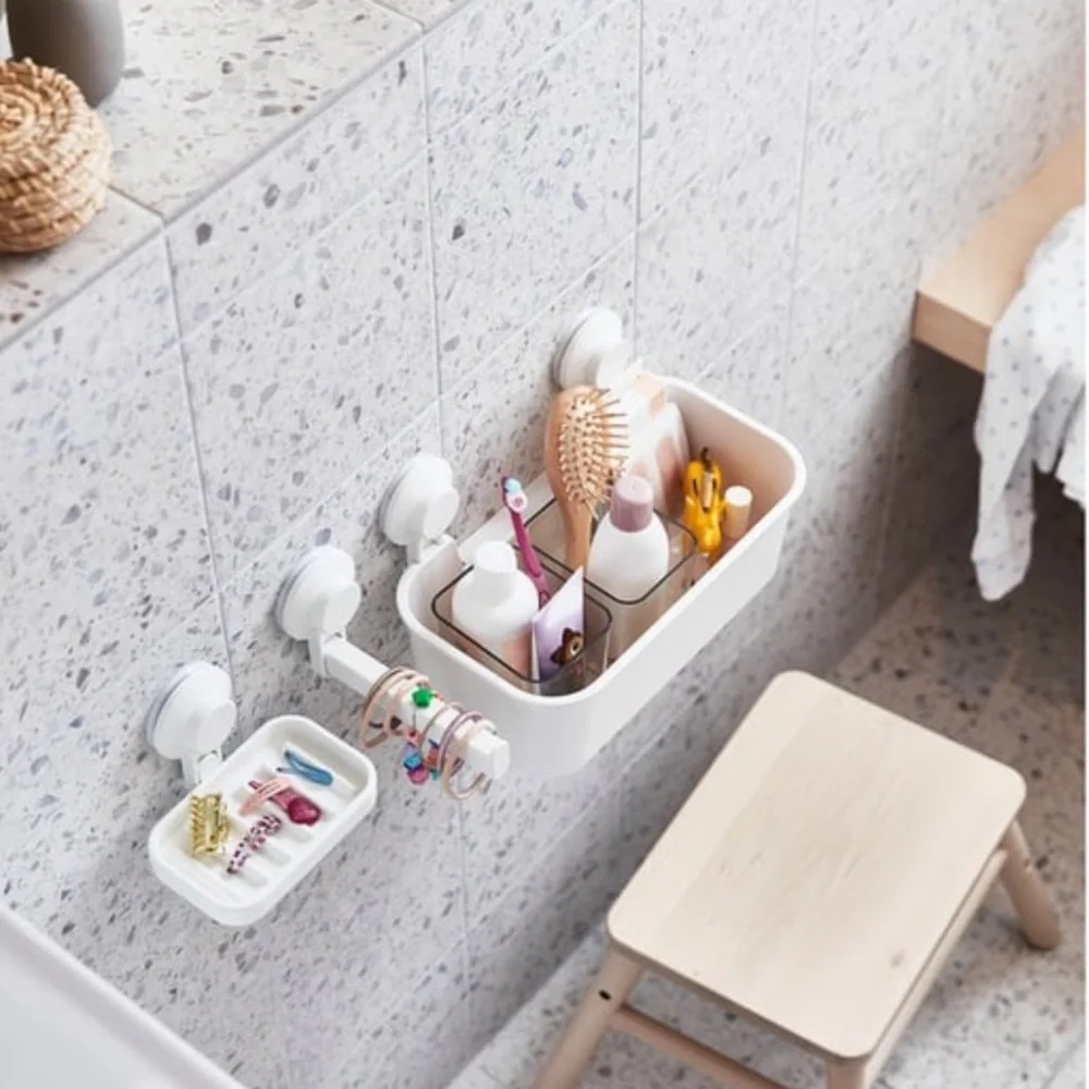 IKEA - TISKEN Basket with Suction Cup White